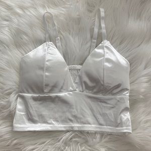 white satin crop top